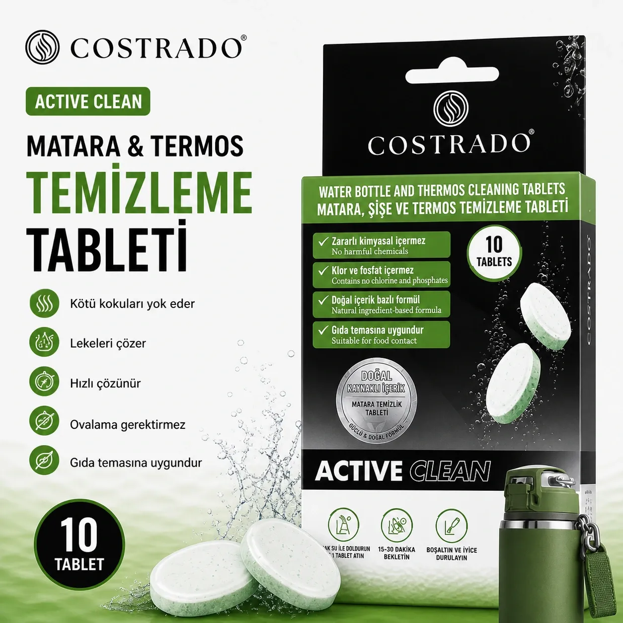 Costrado Active Clean Matara &  Termos Temizleme Tableti 10’lu